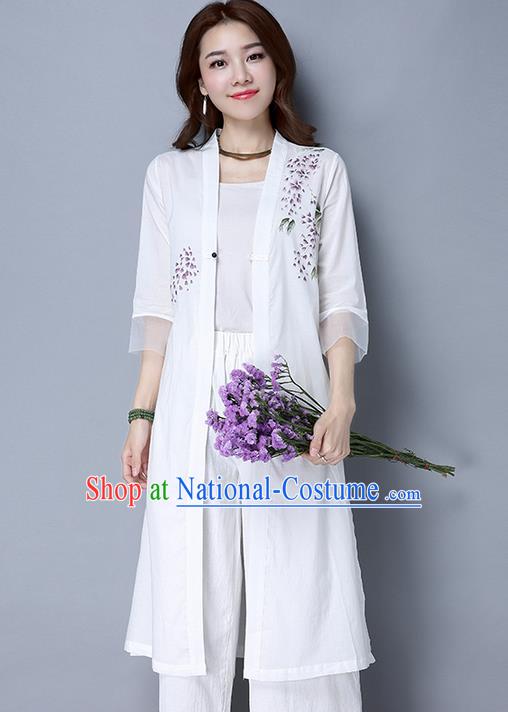 Traditional Ancient Chinese National Costume, Elegant Hanfu Printing Cardigan Coat, China Tang Suit Painting Cape, Upper Outer Garment Dust Coat Cloak Clothing for Women