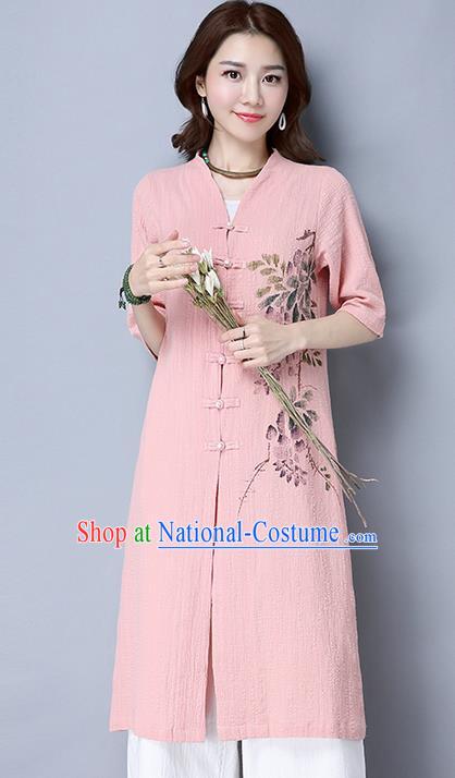 Traditional Ancient Chinese National Costume, Elegant Hanfu Cardigan Coat, China Tang Suit Plated Buttons Ink Painting Cape, Upper Outer Garment Dust Coat Cloak Clothing for Women