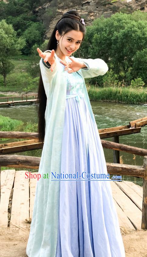 Traditional Ancient Chinese Elegant Female Swordsman Costume, Chinese Warring States Period Dynasty Imperial Princess Fairy Dress, Cosplay Princess Chinese Nobility Hanfu Embroidered Clothing for Women