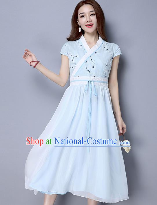 Traditional Ancient Chinese National Costume, Elegant Hanfu Qipao Embroidered Dress, China Tang Suit Cheongsam Upper Outer Garment Elegant Dress Clothing for Women