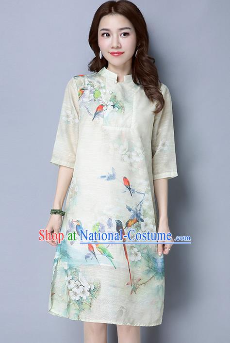 Traditional Ancient Chinese National Costume, Elegant Hanfu Mandarin Qipao Painting Dress, China Tang Suit Cheongsam Upper Outer Garment Elegant Dress Clothing for Women