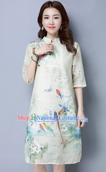 Traditional Ancient Chinese Young Women Cheongsam Dress Republic of China Tangsuit Stand Collar Blouse Dress Tang Suit Clothing for Women