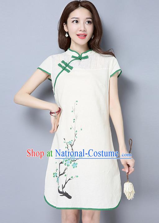 Traditional Ancient Chinese National Costume, Elegant Hanfu Mandarin Qipao Brocade Dress, China Tang Suit Chirpaur Republic of China Cheongsam Upper Outer Garment Elegant Dress Clothing for Women