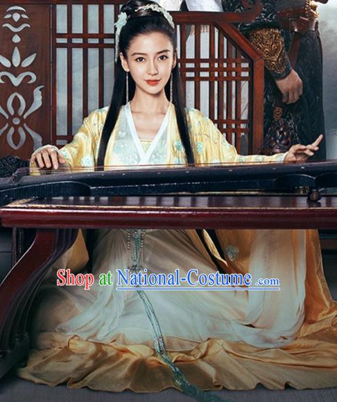 Traditional Ancient Chinese Female Swordsman Costume, Chinese Warring States Period Imperial Princess Fairy Elegant Dress, Cosplay Imperial Consort Chinese Nobility Hanfu Tailing Clothing for Women