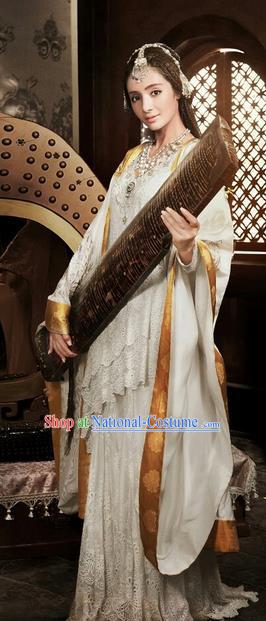 Traditional Ancient Chinese Imperial Princess Costume, Chinese Warring States Period National Minority Palace Princess Dress, Cosplay Chinese Nobility Hanfu Tailing Embroidered Clothing for Women