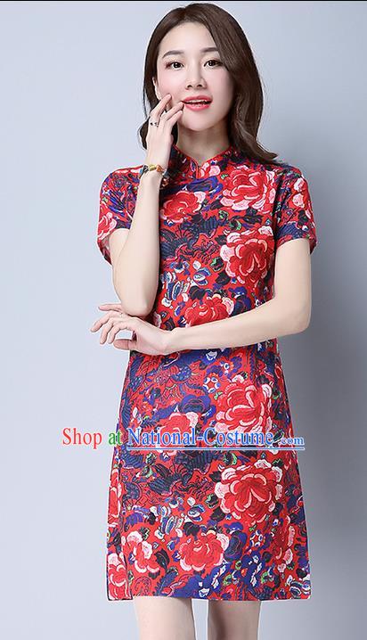 Traditional Ancient Chinese National Costume, Elegant Hanfu Mandarin Qipao Dress, China Tang Suit Chirpaur Republic of China Cheongsam Upper Outer Garment Elegant Dress Clothing for Women