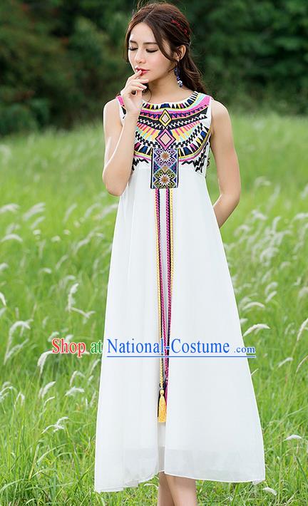 Traditional Ancient Chinese National Costume, Elegant Hanfu Leopard White Dress, China Tang Suit Chirpaur Republic of China Cheongsam Upper Outer Garment Elegant Dress Clothing for Women