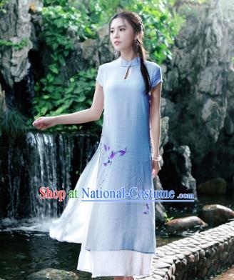 Traditional Ancient Chinese Young Women Cheongsam Dress Republic of China Tangsuit Stand Collar Blouse Dress Tang Suit Clothing for Women