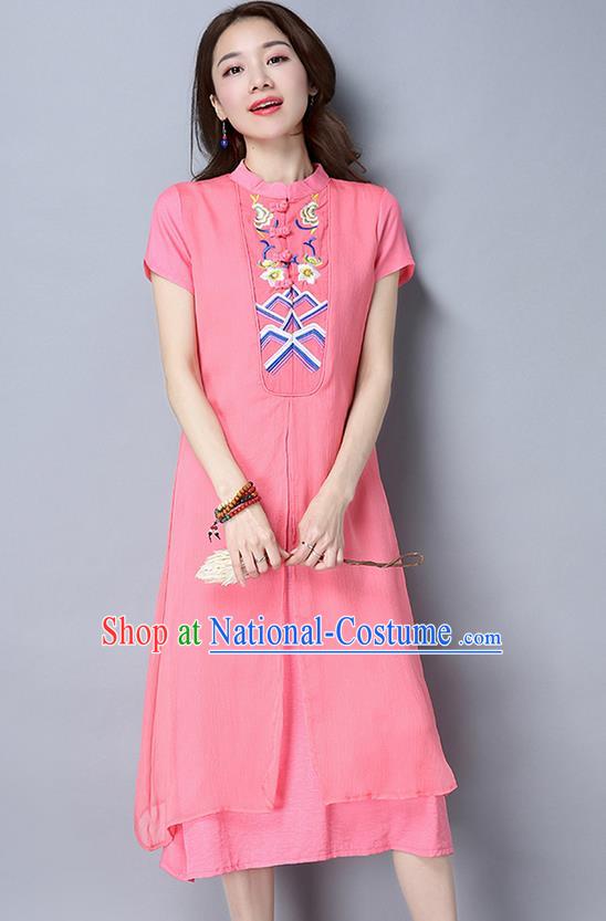 Traditional Ancient Chinese Young Women Cheongsam Dress Republic of China Tangsuit Stand Collar Blouse Dress Tang Suit Clothing for Women