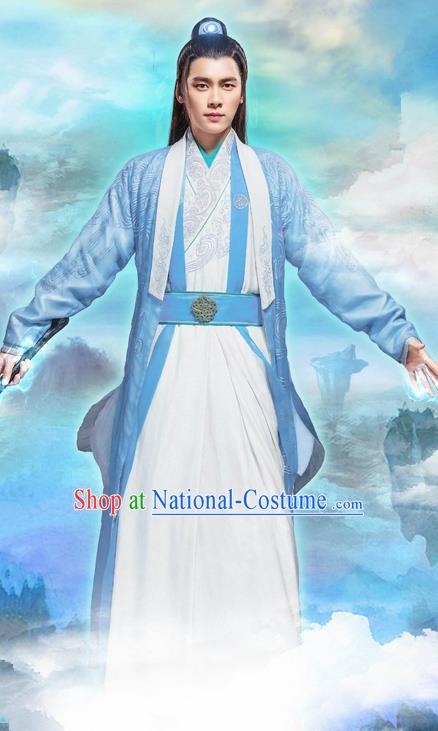 Traditional Ancient Chinese Swordsman Costume, Chinese Han Dynasty Jiang Hu Swordsman Robe, Cosplay Imperial Prince Chinese Bladesman Dandies Hanfu Embroidery Clothing for Men