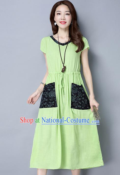 Traditional Ancient Chinese National Costume, Elegant Hanfu Patch Green Dress, China Tang Suit Chirpaur Republic of China Cheongsam Upper Outer Garment Elegant Dress Clothing for Women