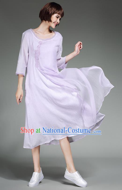 Traditional Ancient Chinese Costume, Elegant Hanfu Clothing Purple Dress, China Tang Suit Long Dress for Women