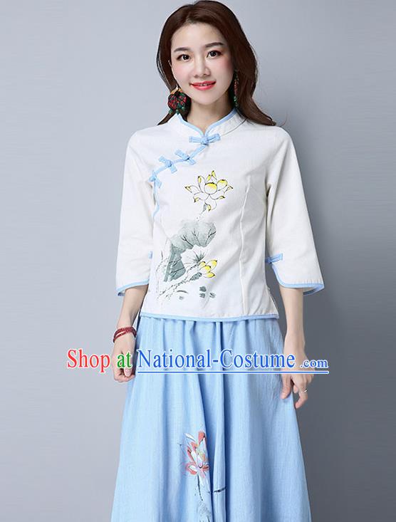 Traditional Ancient Chinese Young Women Cheongsam Dress Republic of China Tangsuit Stand Collar Blouse Dress Tang Suit Clothing for Women