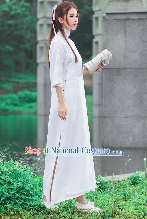 Traditional Ancient Chinese Young Women Cheongsam Dress Republic of China Tangsuit Stand Collar Blouse Dress Tang Suit Clothing for Women