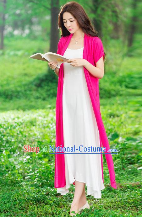 Traditional Ancient Chinese National Costume, Elegant Hanfu Embroidery Pink Cardigan, China Tang Suit Cape, Upper Outer Garment Dust Coat Cloak Clothing for Women