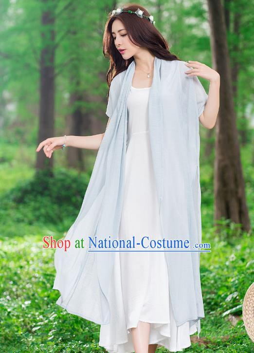 Traditional Ancient Chinese National Costume, Elegant Hanfu Embroidery Grey Cardigan, China Tang Suit Cape, Upper Outer Garment Dust Coat Cloak Clothing for Women