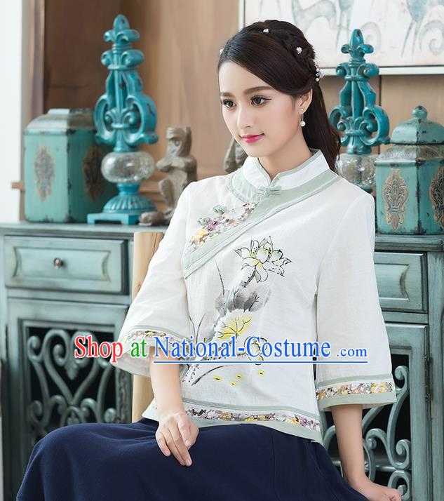 Traditional Ancient Chinese Young Women Cheongsam Dress Republic of China Tangsuit Stand Collar Blouse Dress Tang Suit Clothing for Women