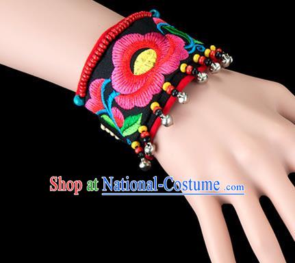 Traditional Chinese Miao Nationality Crafts, Yunan Hmong Handmade Bracelet Cuff Hand Decorative, China Miao Ethnic Minority Bangle Accessories for Women