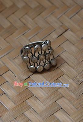 Traditional Chinese Miao Nationality Crafts Jewelry Accessory Classical Ring, Hmong Handmade Miao Silver Palace Finger Ring, Miao Ethnic Minority Ring for Women