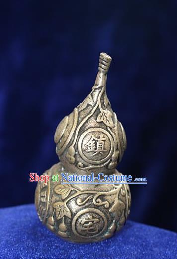 Traditional Chinese Miao Nationality Crafts Decoration Accessory Bronze Cucurbit, Hmong Handmade Chinese Fengshui Gourd Ornaments, Miao Ethnic Minority Exorcise Evil Calabash