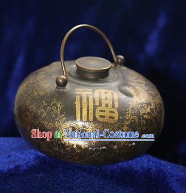 Traditional Chinese Miao Nationality Crafts Decoration Accessory Bronze Flagon, Hmong Handmade Dragon Flagon Ornaments, Miao Ethnic Minority Exorcise Evil Wine Pot