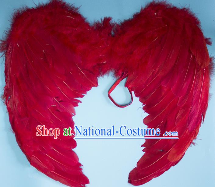 Chinese Children Kindergarten Stage Performance Prop Angel Red Feather Butterfly Wings for Kids