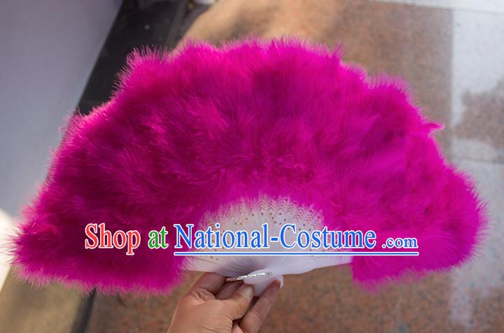 Traditional Handmade Chinese Classical Feather Fans, China Folk Dance Fan Dance Stage Performance Rose Fan for Women