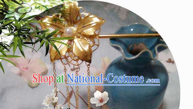 Traditional Handmade Chinese Ancient Classical Hair Accessories, Han Dynasty Barrettes Pearl Hairpin, Hanfu Hair Sticks Hair Jewellery, Hair Fascinators Hairpins for Women