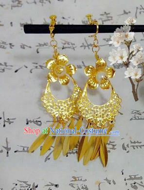 Traditional Handmade Chinese Ancient Classical Accessories Earrings, Han Dynasty Imperial Consort Eardrop, Hanfu Princess Tassel Earbob for Women