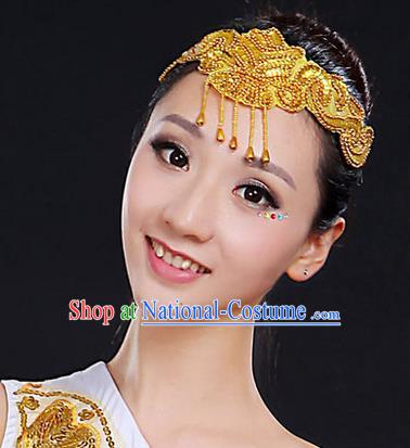 Traditional Handmade Chinese Yangge Fan Dancing Classical Hair Accessories, Folk Dance Yangko Peacock Dance Tassel Headwear For Women