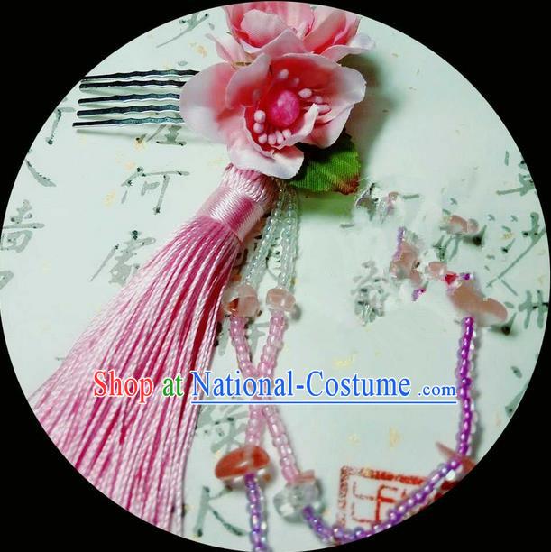 Traditional Handmade Chinese Ancient Classical Hair Accessories, Han Dynasty Barrettes Hairpin, Hanfu Hair Sticks Flowers Tassel Hair Comb Jewellery, Hair Fascinators Hairpins for Women