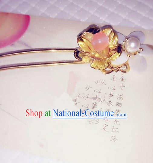 Traditional Handmade Chinese Ancient Classical Hair Accessories, Han Dynasty Barrettes Pearl Hairpin, Hanfu Hair Sticks Flowers Tassel Hair Jewellery, Hair Fascinators Hairpins for Women