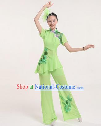 Traditional Chinese Yangge Fan Dancing Costume, Folk Dance Yangko Costume Drum Dance Clothing for Women