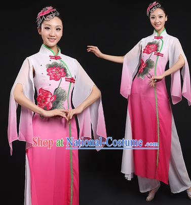 Traditional Chinese Yangge Fan Dancing Costume, Opening Dance Costume, Classic Dance Folk Lotus Dance Yangko Costume Drum Dance Pink Clothing for Women