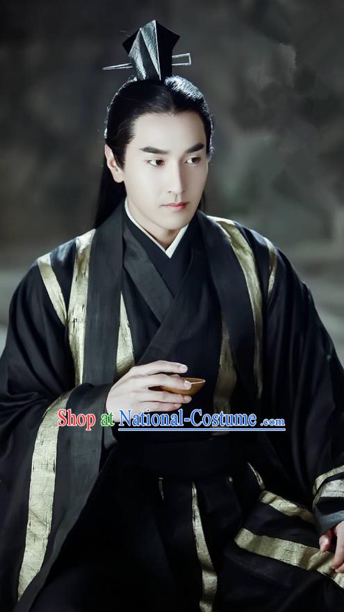 Traditional Ancient Chinese Nobility Childe Costume, Elegant Hanfu Male Lordling Dress, Han Dynasty Swordsman Clothing, China Imperial Crown Prince Wide Sleeve Clothing for Men