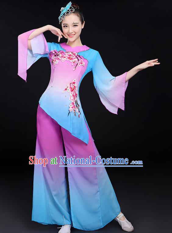 Traditional Chinese Yangge Fan Dancing Costume, Folk Dance Yangko Umbrella Dance Uniforms, Classic Dance Elegant Dress Drum Dance Red Clothing for Women