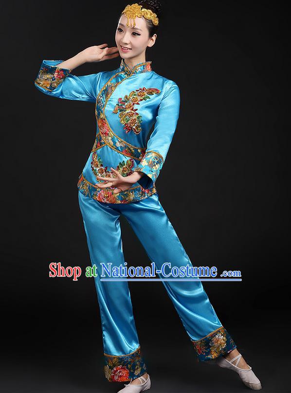 Traditional Chinese Yangge Fan Dancing Costume