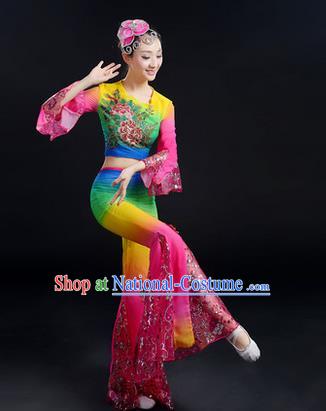 Traditional Chinese Yangge Fan Dancing Costume