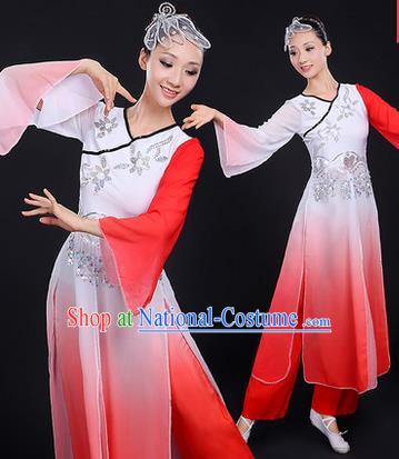 Traditional Chinese Yangge Fan Dancing Costume, Folk Dance Yangko Mandarin Sleeve Paillette Uniforms, Classic Dance Elegant Dress Drum Dance Paillette Pink Clothing for Women