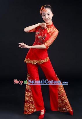 Traditional Chinese Yangge Fan Dancing Costume