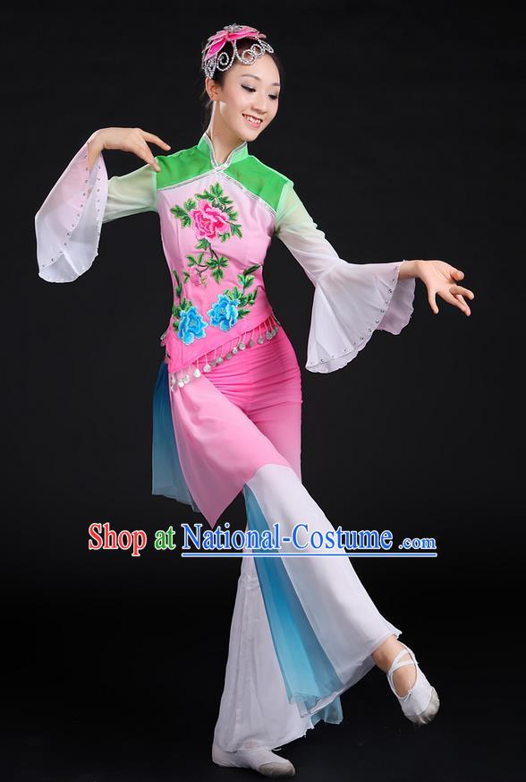 Traditional Chinese Yangge Fan Dancing Costume