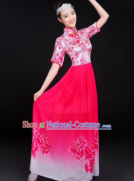 Traditional Chinese Yangge Fan Dancing Costume