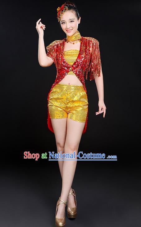 Top Modern Dancing Compere Costume, Women Opening Classic Chorus Singing Group Jazz Dance Uniforms, Modern Dance Jazz Short Dress for Women