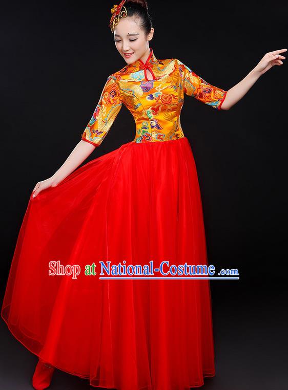 Traditional Chinese Yangge Fan Dancing Costume