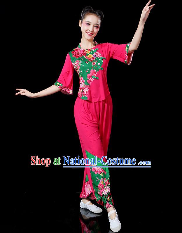 Traditional Chinese Yangge Fan Dancing Costume