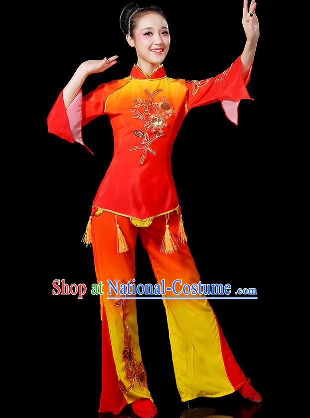 Traditional Chinese Yangge Fan Dancing Costume