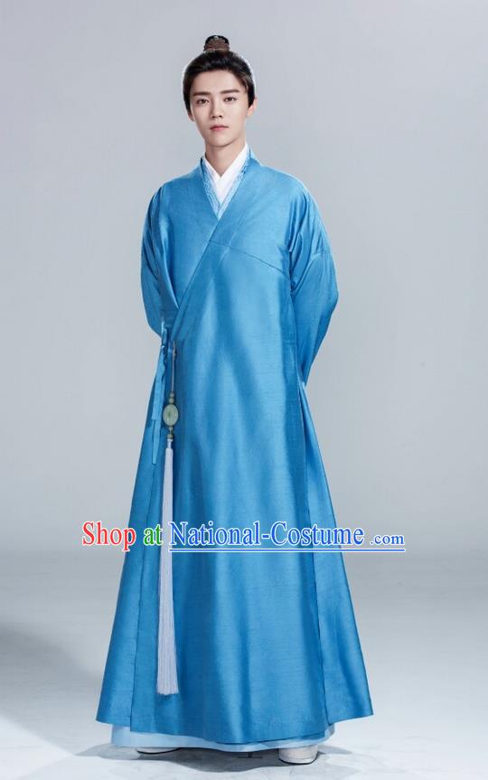 Traditional Ancient Chinese Nobility Childe Costume, Elegant Hanfu Male Lordling Dress, Cosplay China  Swordsman Blue Clothing for Men