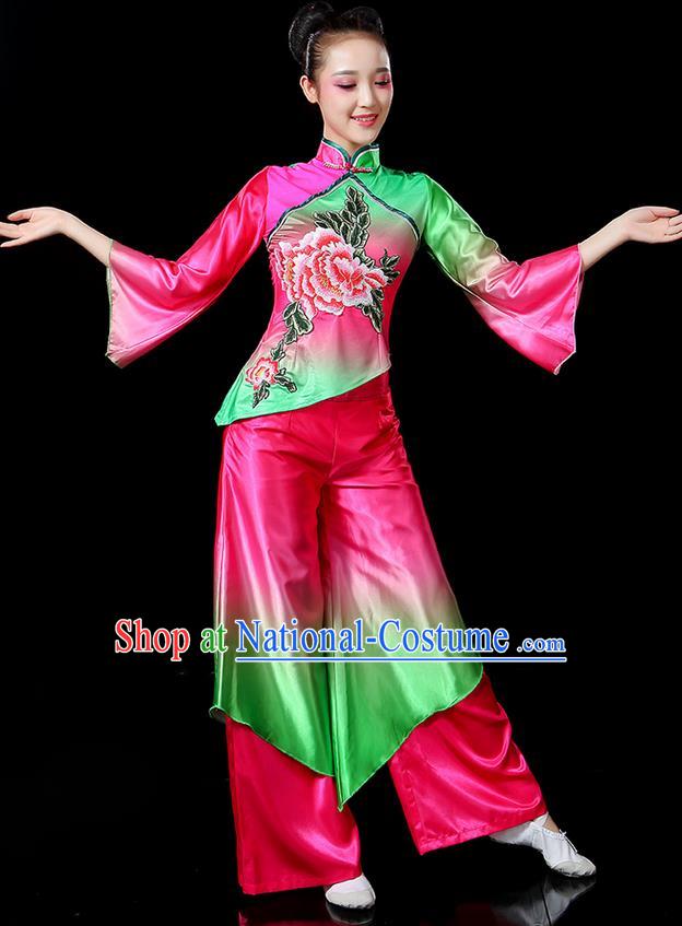 Traditional Chinese Yangge Fan Dancing Costume