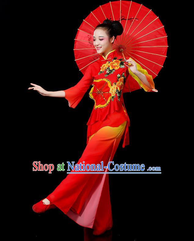 Traditional Chinese Yangge Fan Dancing Costume