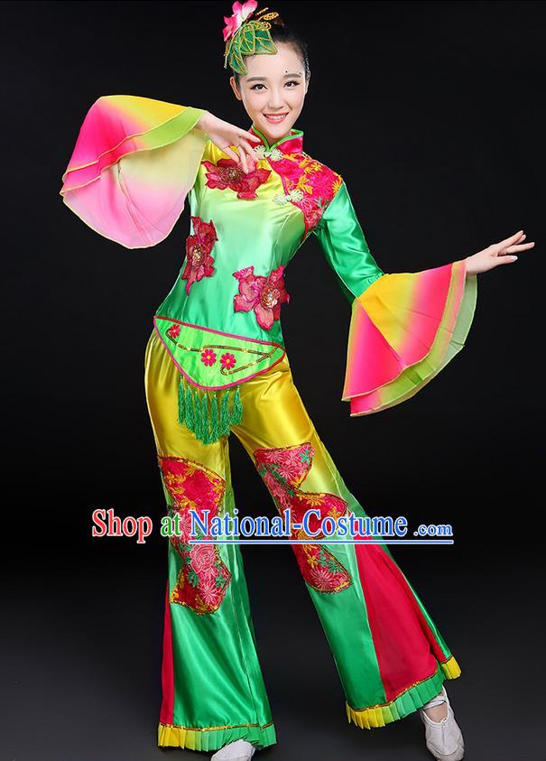 Traditional Chinese Yangge Fan Dancing Costume